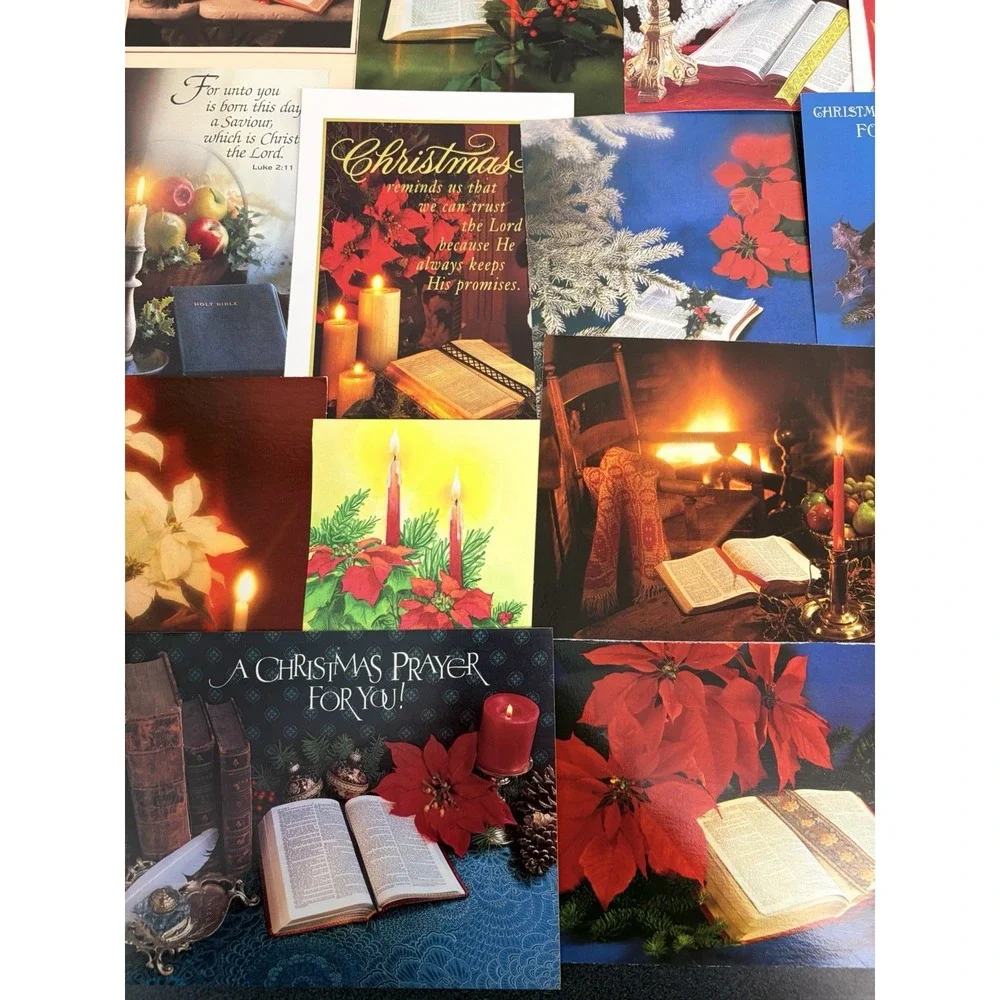 Vintage Christmas Cards Fronts ONLY Bibles Scrapbooking Decoupage Lot of 50+